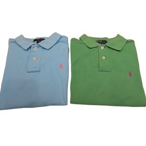 Polo Ralph Lauren Boys (2)Short Sleeve Polo Shirts 1-Green & 1-Blue Size M 10-12
